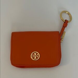 Tory Burch Orange Gold Key Card Holder